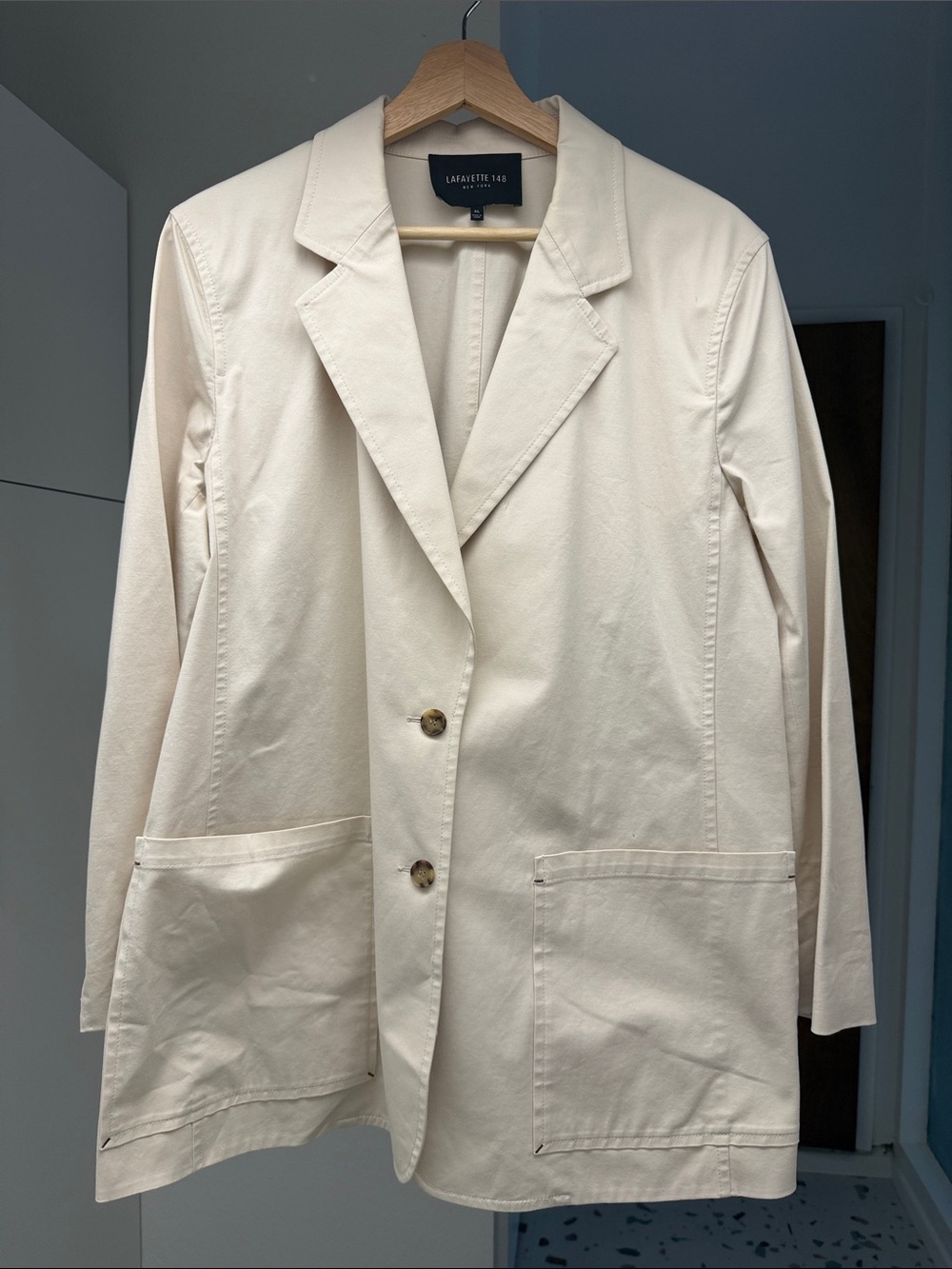 Lafayette 148 New York Cream Lightweight Cotton Blazer